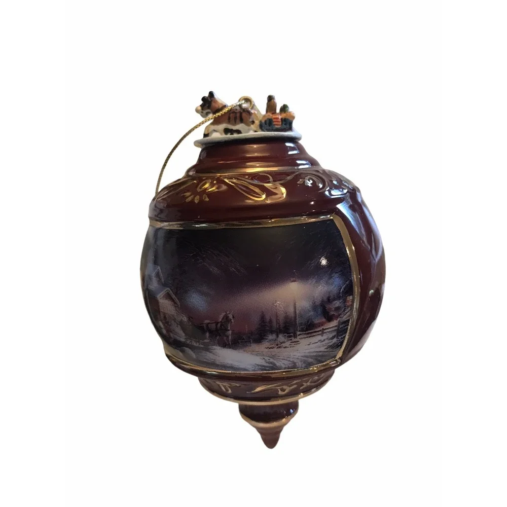 Terry Redlin Pleasures of Winter Christmas Ornament‎ Porcelain Bradford set of 3